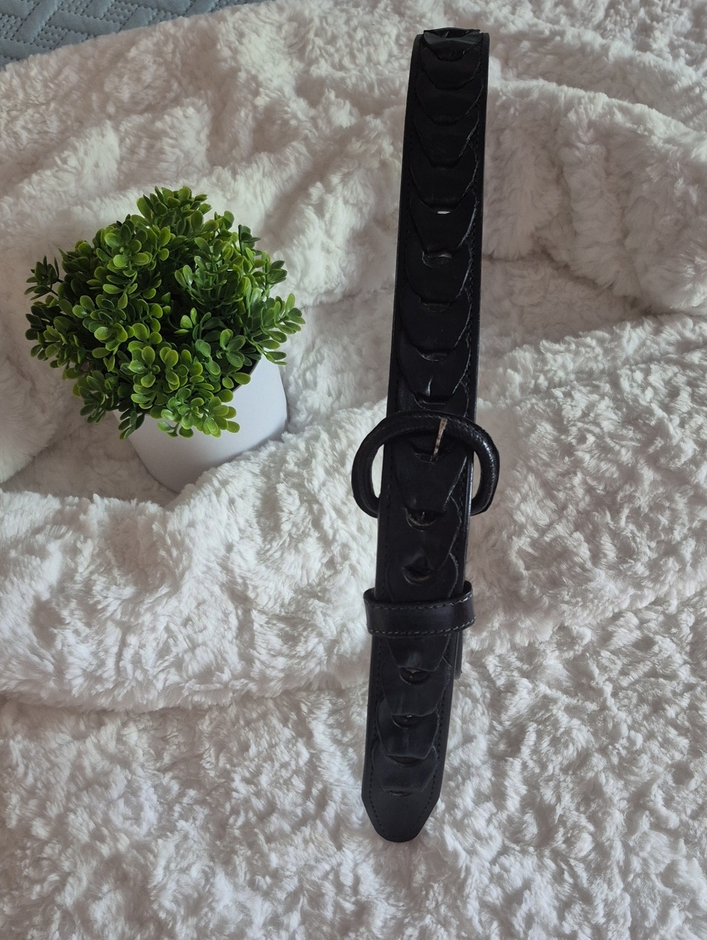 🎈Black Leather Unisex Braided Ring Belt